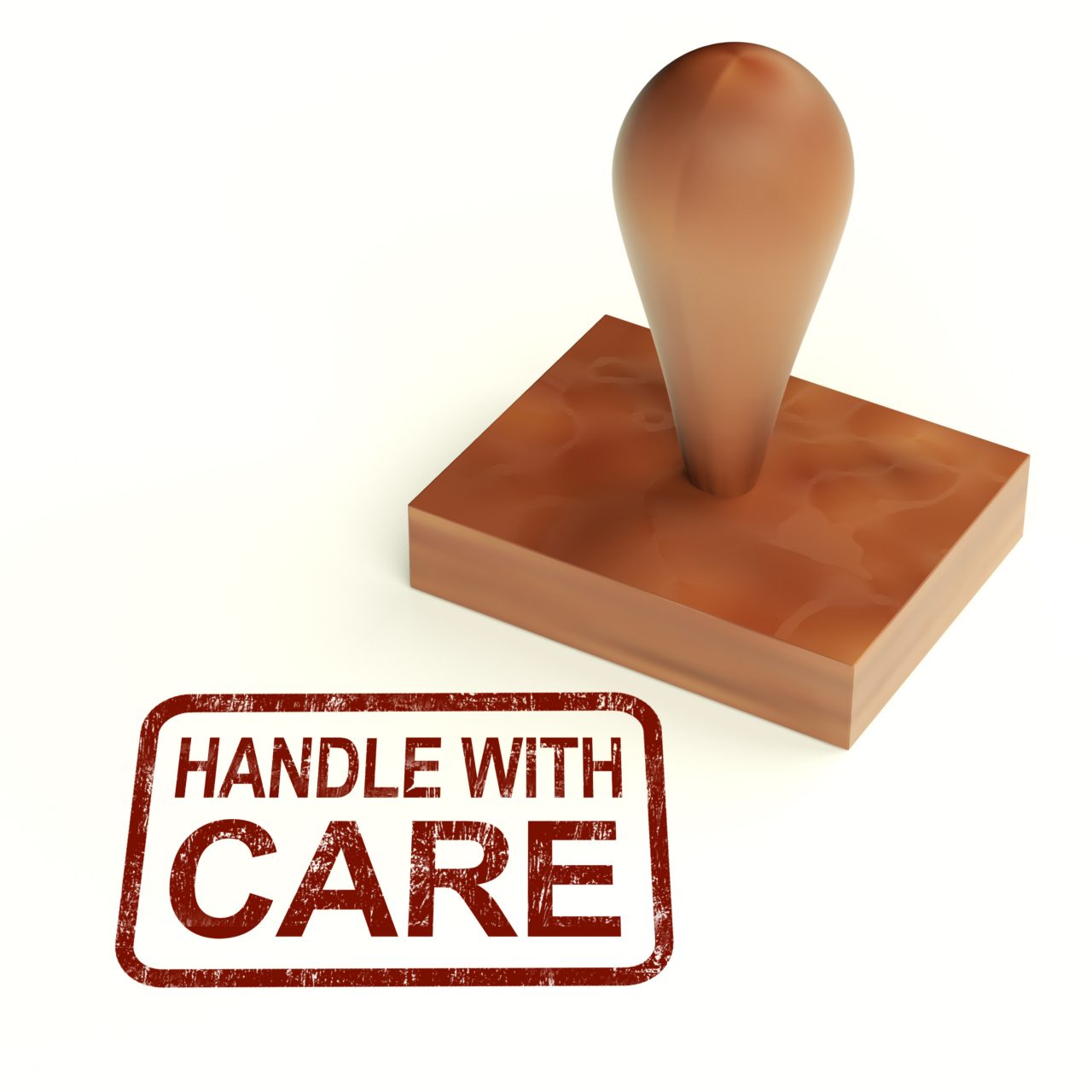 Product care, handle with care stamp
